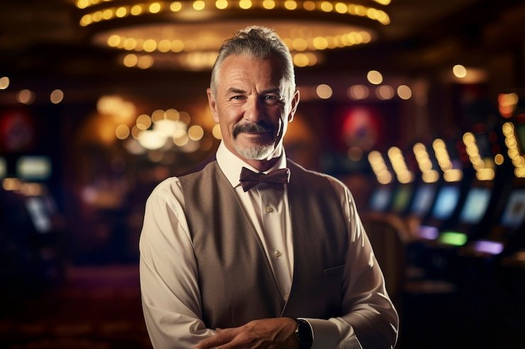 Dealer profesional di meja Blackjack live studio liga pelangi